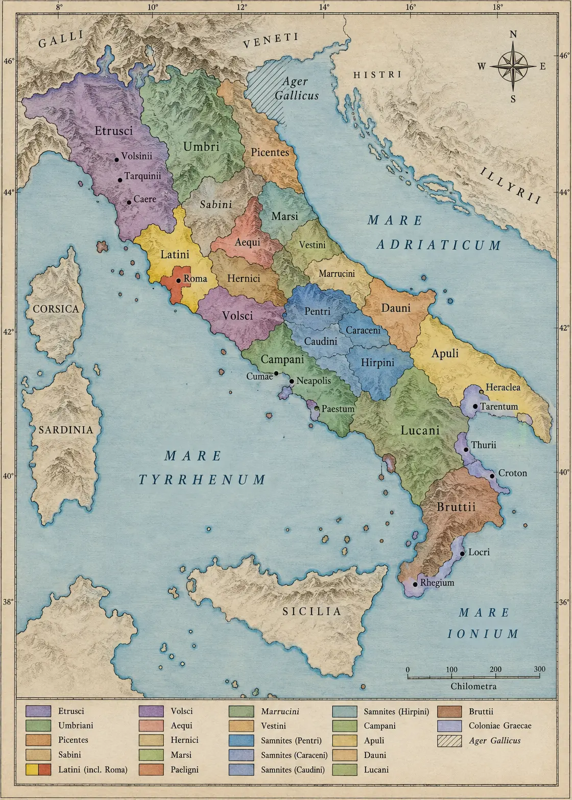 Political map of Italy in 350 BC