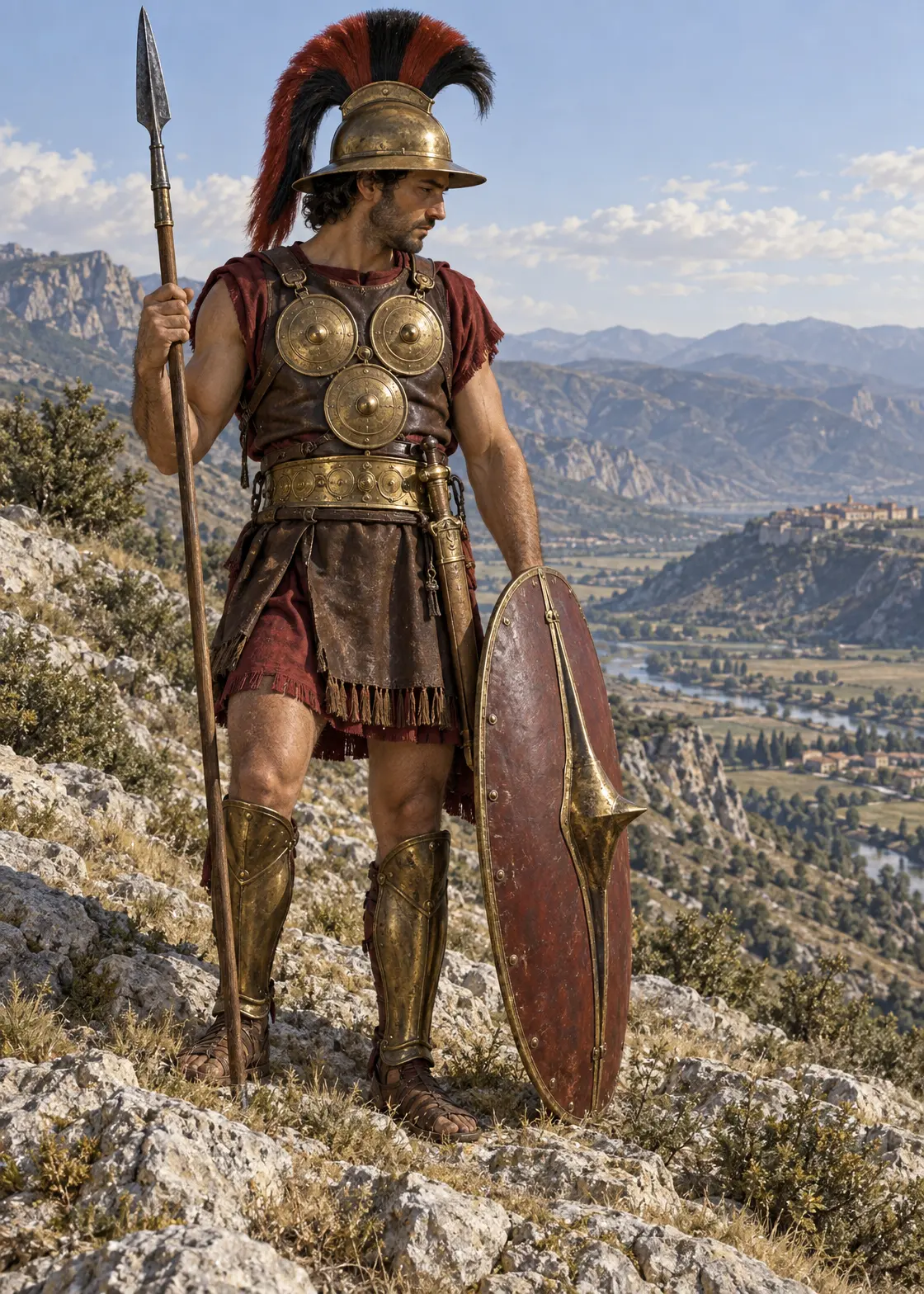 Samnite warrior of the second half of the fourth century BC, equipped from the archaeological record of Capua and the central Italian tombs