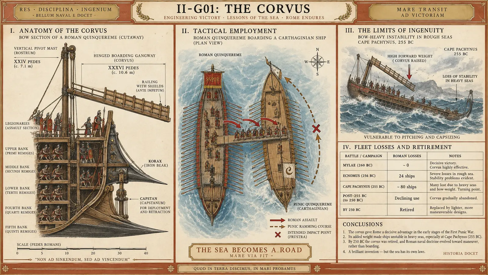 THE CORVUS — Architecture, Tactical Inversion, and Abandonment (260–241 BC)