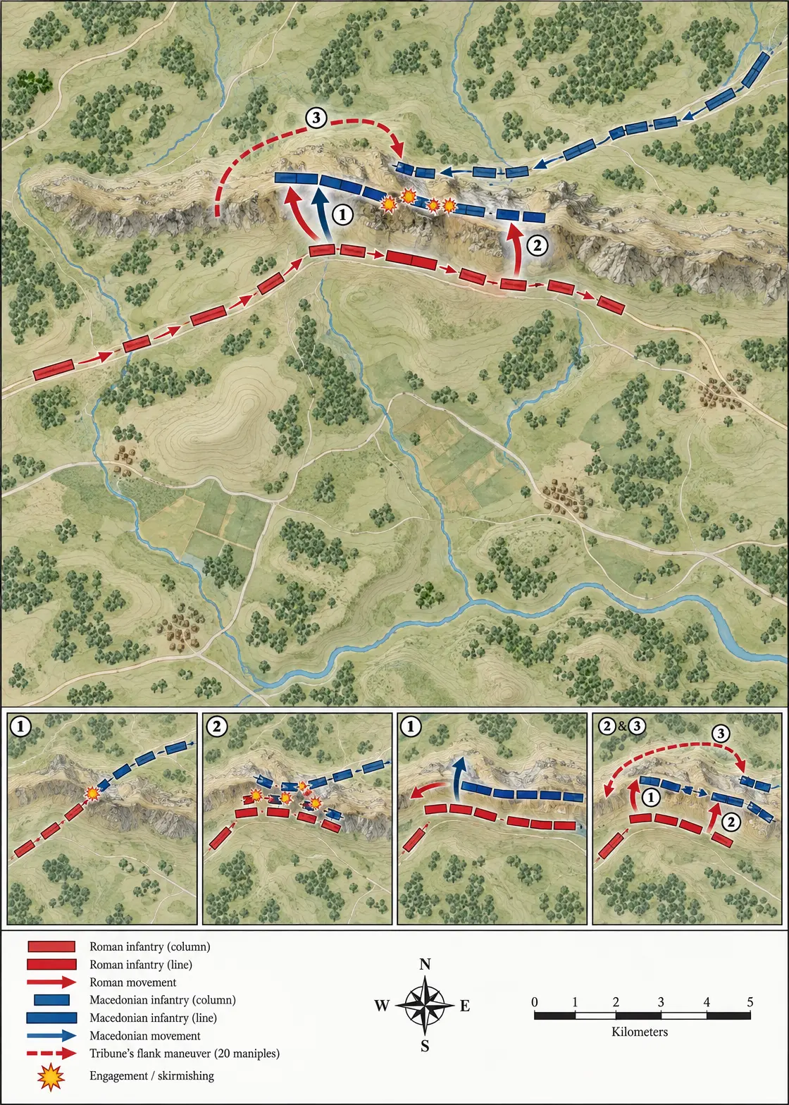 The deployment at Cynoscephalae, June 197 BC — battle map
