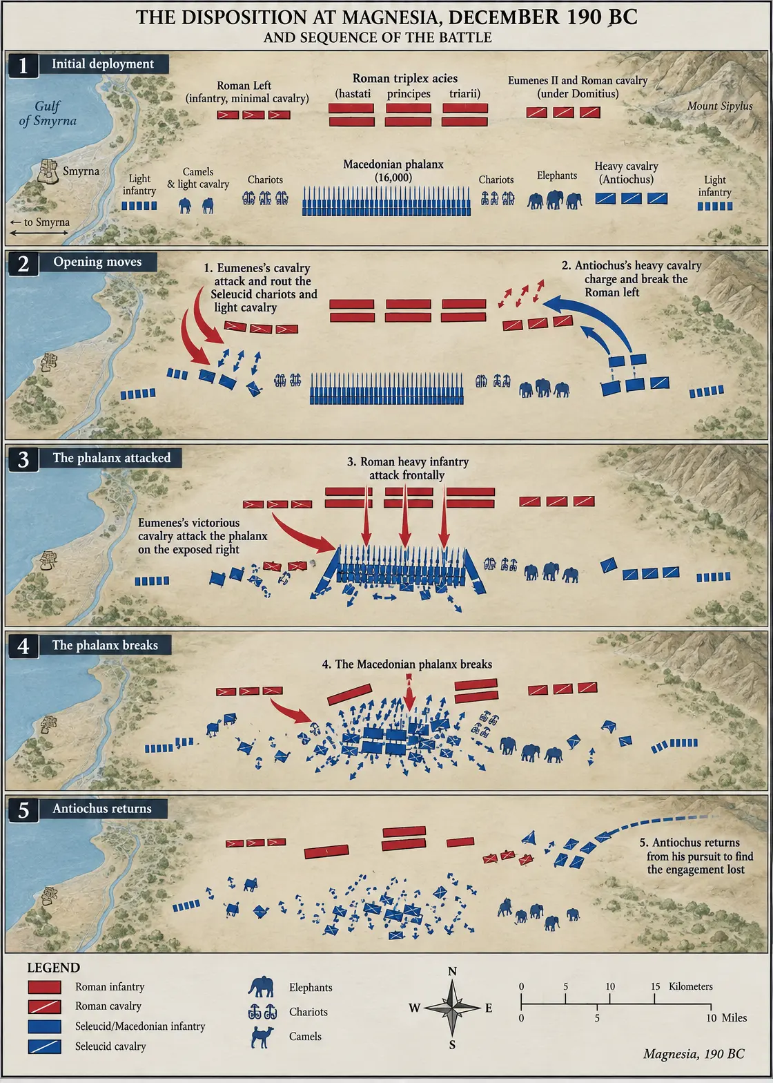 The disposition at Magnesia, December 190 BC — battle map
