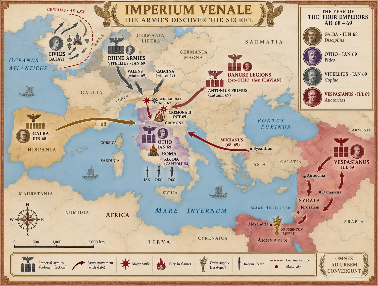 THE YEAR OF THE FOUR EMPERORS, AD 68–69 — the empire as a machine of converging armies