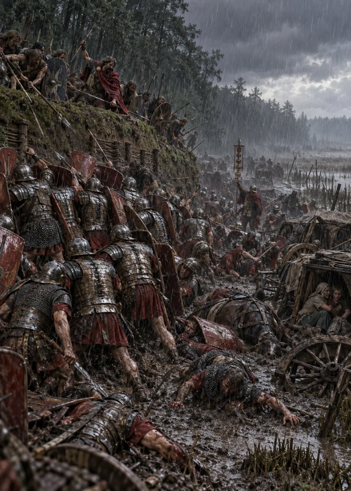 The Kalkriese defile, fourth day — September, AD 9