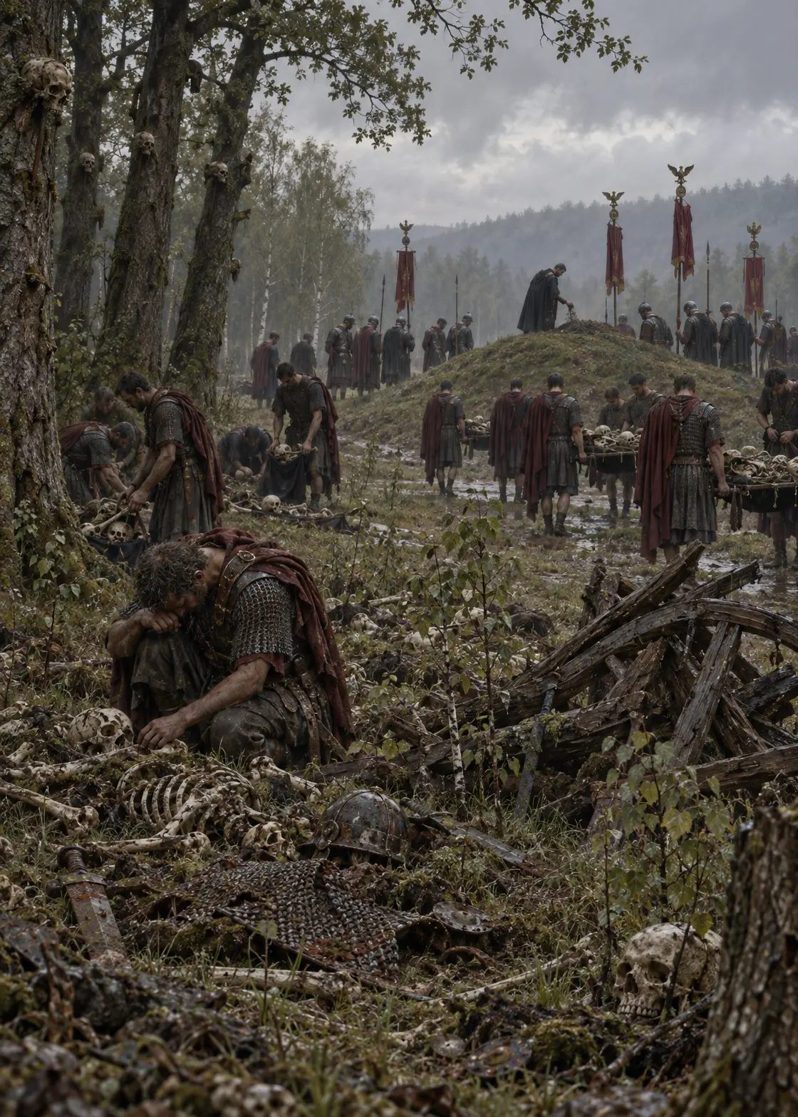 The burial at the Teutoburg, AD 15